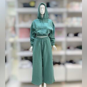 Zara Women's Teal Hoodie and Straight Pants Set Size  XS. S, M